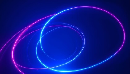 Obraz premium Vibrant blue and pink neon light trails swirl in a mesmerizing dance against a dark background.