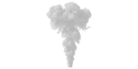 A thick column of billowing white smoke or vapor rising from below against a white background © md
