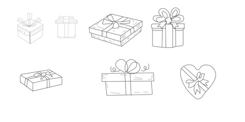 Gift boxes and presents with ribbons and bows