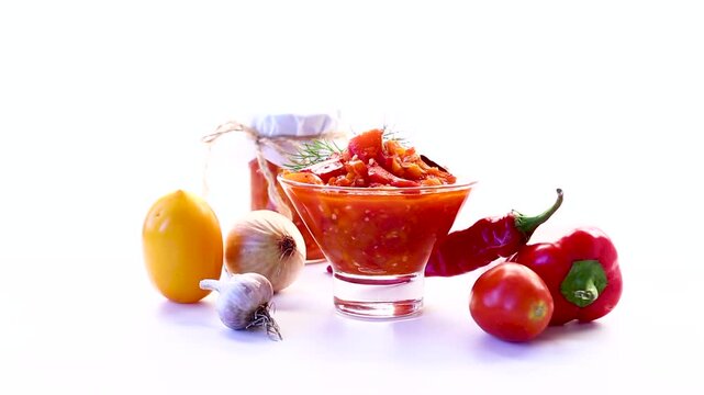 Homemade preparations of tomatoes and bell peppers