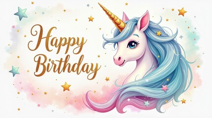 Whimsical unicorn birthday card