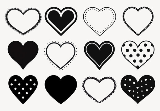 Variety Of Decorative Hearts Element Design Set