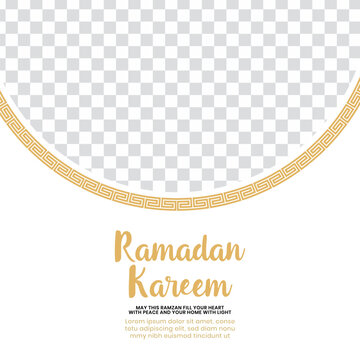 Ramadan Kareem Islamic Greeting Background with Curved Photo Frame and Gold Border