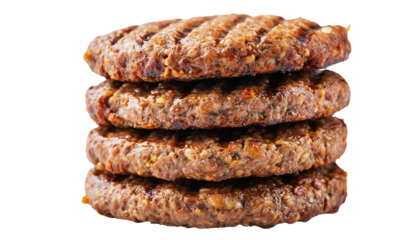 Raw Burger Patties Stacked isolated on a solid white background