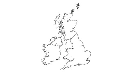 a detailed gray map showcasing the british isles including ireland and great britain silhouette © Pvect02