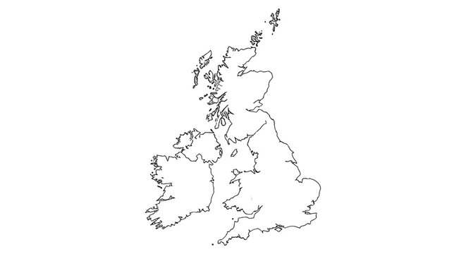 a detailed gray map showcasing the british isles including ireland and great britain silhouette