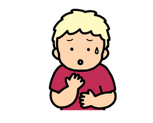 心配する　金髪の男の子