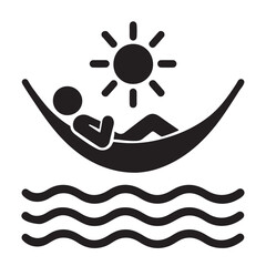 Hammock Relaxation Icon &ndash; Tropical Vacation Silhouette