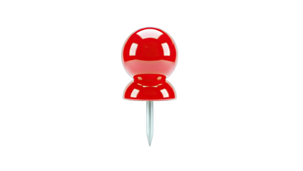 Red Push Pin Isolated on White Background