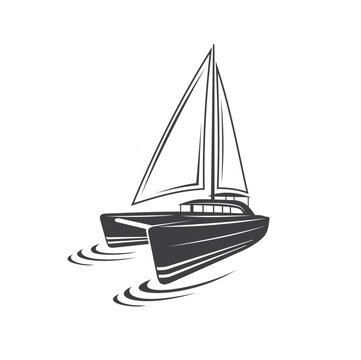 illustration of catamaran boat, vector art.