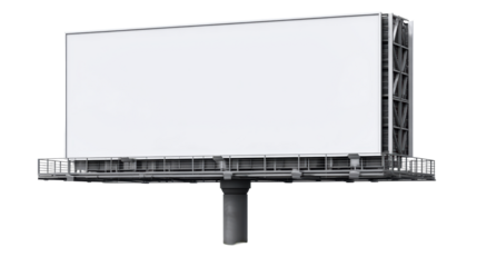 Large blank billboard structure with metal frame and pole support, ready for your outdoor advertising message or visual campaign.