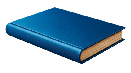Closed blue hardback book with textured cover and aged pages, perfect for representing knowledge, education, or literature in design projects and presentations.
