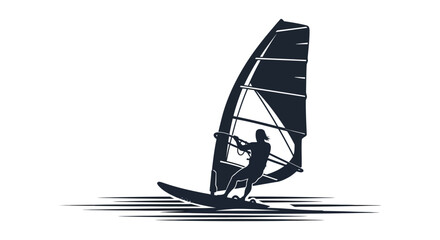 A striking image of a windsurfer gracefully riding the waves a captivating silhouette