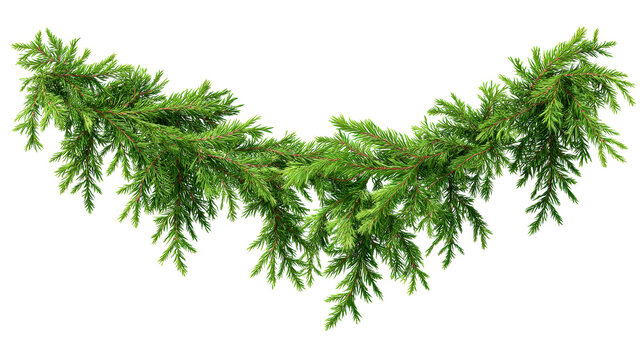 Green fir branches garland for festive winter holiday decoration and Christmas celebration banners and borders applications - Powered by Adobe