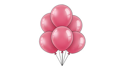 Pink balloons bunch isolated on transparent background