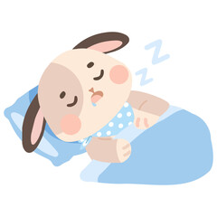 Cartoon Bunny Sleeping Illustration