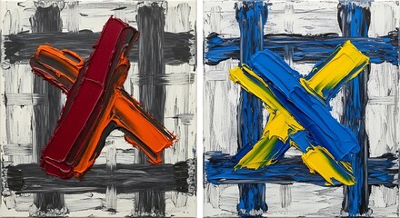 Abstract Art with Colorful X Shapes.