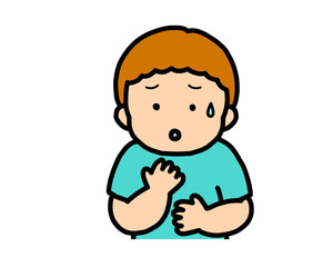 心配する　茶髪の男の子