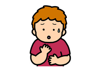 心配する　茶髪の男の子