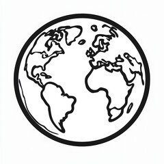 Stylized globe illustration featuring continents in a black outline drawing.