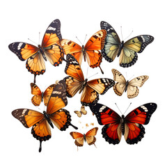 Obraz premium Set of colorful butterflies and flying insects in a beautiful nature vector illustration collection featuring vibrant wings and summer patterns isolated on white