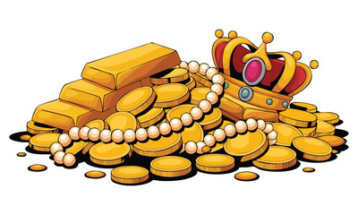 Group of treasures illustration on white background vector design element perfect for luxury objects jewelry posters banners and creative artwork