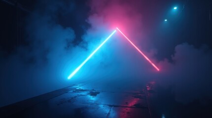 Neon lights in foggy atmosphere