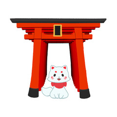 千本鳥居を前に座る白狐のアイコン