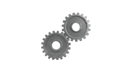 Gears Interlocking on White Background