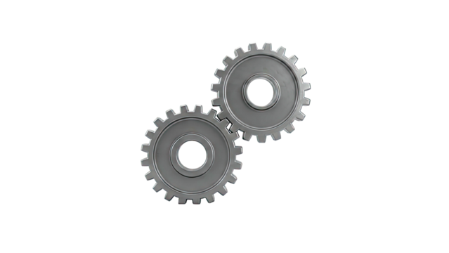 Gears Interlocking on White Background - Powered by Adobe