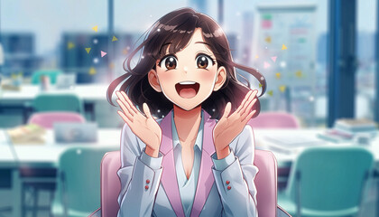 手を叩きながら笑う女性ビジネスマン