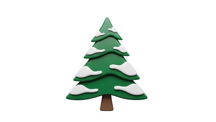 3D Cartoon Snowy Pine Tree Icon