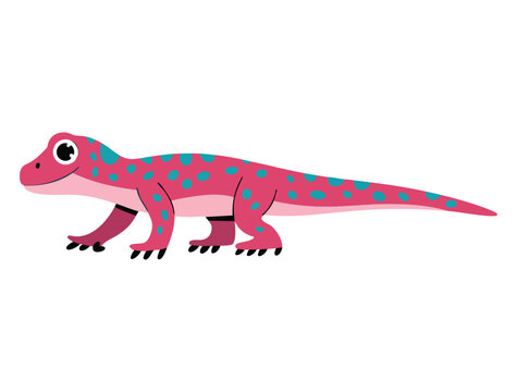 Illustration of pink lizard isolated on white background vector design perfect for reptile, tropical, wildlife, exotic, or animal themed artwork projects
