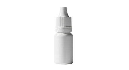 Isolated white eye dropper bottle with cap on transparent background