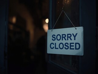 Sorry closed sign on window