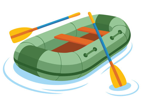 Inflatable boat with peddles cartoon simple style colorful vector illustration isolated on white background ideal for recreation water sports or nautical themed artwork