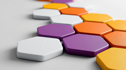 Colorful hexagonal pattern with 3D effect on white background