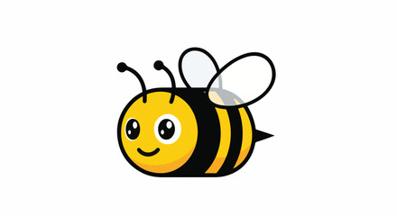 Obraz premium Cute cartoon bee illustration with big eyes and wings.