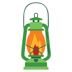 Kerosene oil lamp kerosene lantern with burning wick vector illustration perfect for touristic camping hiking and outdoor travel lighting design themes © Nass Studio