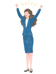 Female office worker rejoicing with a fist pump