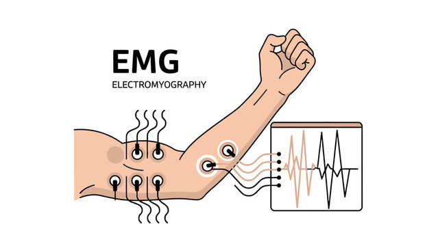 Electromyography EMG medical diagnostic procedure illustration