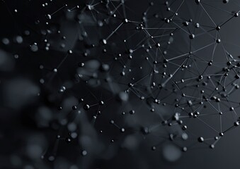 Abstract network of dark spheres and lines