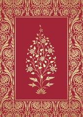wedding card design, paisley floral pattern , India	
