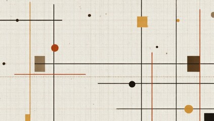 Abstract geometric composition with muted colors and grid texture