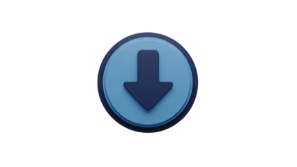 3D Blue Down Arrow Icon with Layered Circles