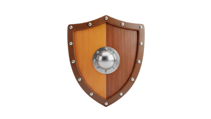 Wooden Medieval Shield with Metal Boss and Rivets