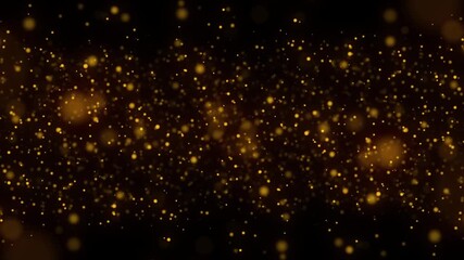 gold particles and glitters on black background 4k footage, particles for awards and titles for clean and royal events footage