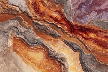 Abstract aerial view of earth's mineral deposits in striking colors