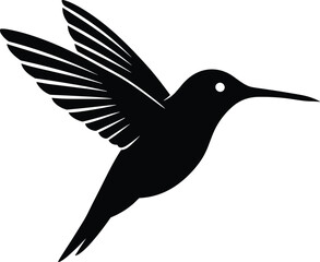 Obraz premium Black Silhouette Icon of a Hummingbird in Flight Representing Nature Wildlife Freedom Graceful Movement and Delicate Beauty Concepts