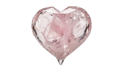 Heart-shaped rose quartz crystal isolated PNG, love and romance concept for Valentine s Day and romantic gifts